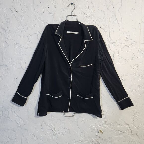 Maria Cher contrast minimalist black white top blouse size 2 - CL - Picture 3 of 14